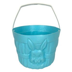 Vintage General Foam Plastics Blue Easter Bucket Bunny Design & White Handle